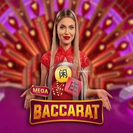 Mega Baccarat online game logo by Pragmatic Play on stakes-casino.eu.com